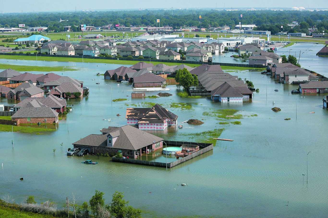 flooded houses from hurricane