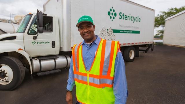 Truck driver in reflective vest